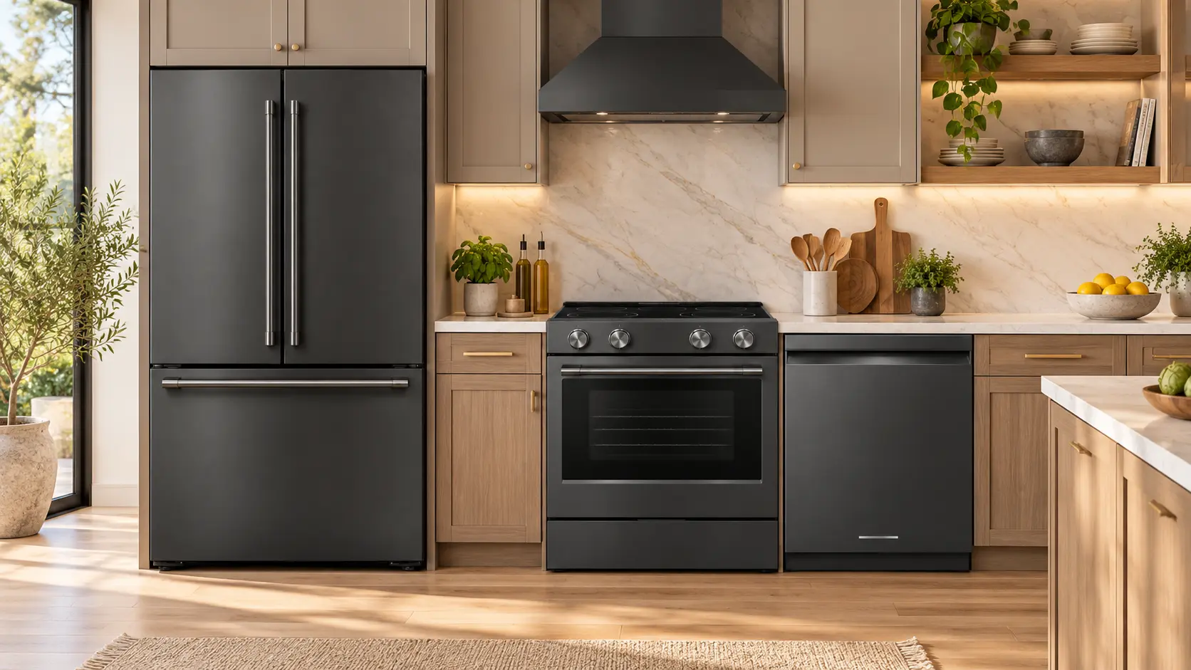 Ensemble cuisine KitchenAid minerai noir - réfrigérateur 24,3 pi³, cuisinière & lave-vaisselle - KRFC236SBE & YKSES530SBE & KDPS624SBE - Image 2