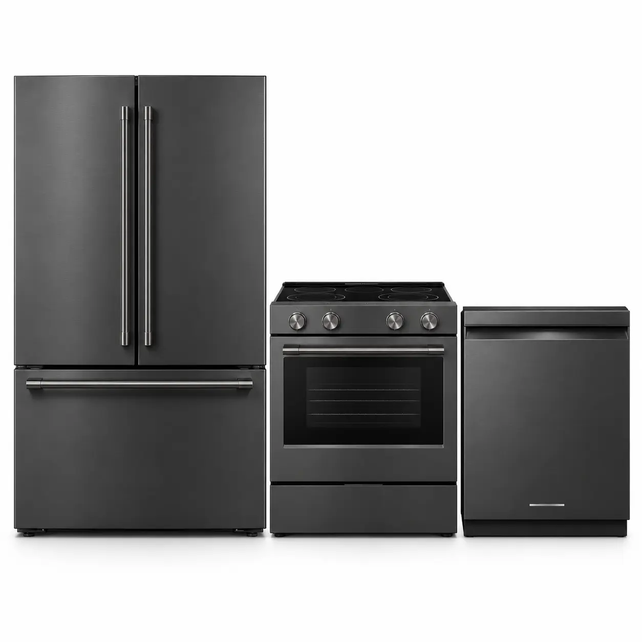 Ensemble cuisine KitchenAid minerai noir - réfrigérateur 24,3 pi³, cuisinière & lave-vaisselle - KRFC236SBE & YKSES530SBE & KDPS624SBE