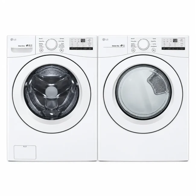 Ensemble laveuse-sécheuse LG à chargement frontal - 27 pouces, 5,2 & 7,4 pi³, ColdWash et Sensor Dry - WM3400CW & DLE3400W