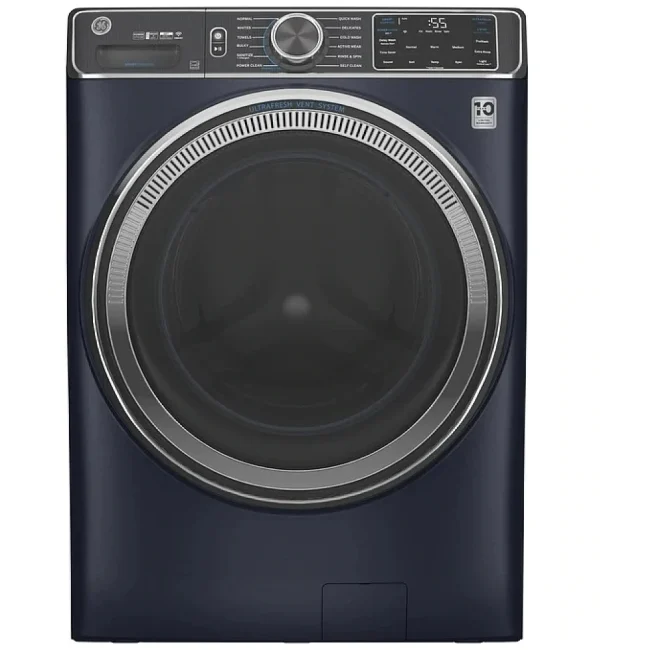 Laveuse frontale GE 28 po bleu saphir, 5,8 pi³, 1 Step Wash + Dry et UltraFresh - GFW850SPNRS