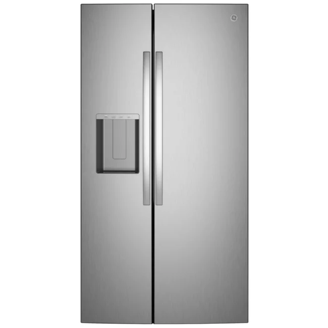 Réfrigérateur GE côte à côte 36 po inox, 28 pi³, distributeur d'eau extra-haut et glaçons - GSS28NYYFS