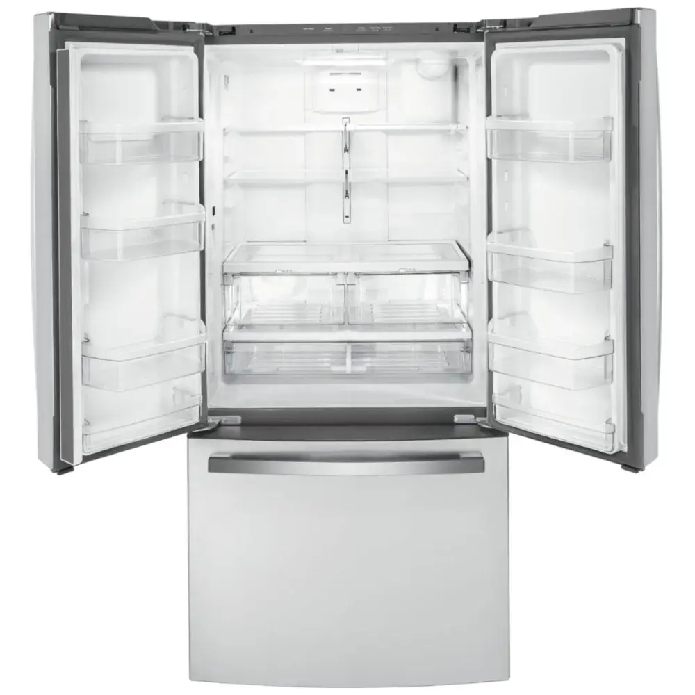Réfrigérateur GE à portes françaises - 33 po inox, 18,6 pi³, eau filtrée intérieure et profondeur comptoir - GWE19JYLFS – Image 2