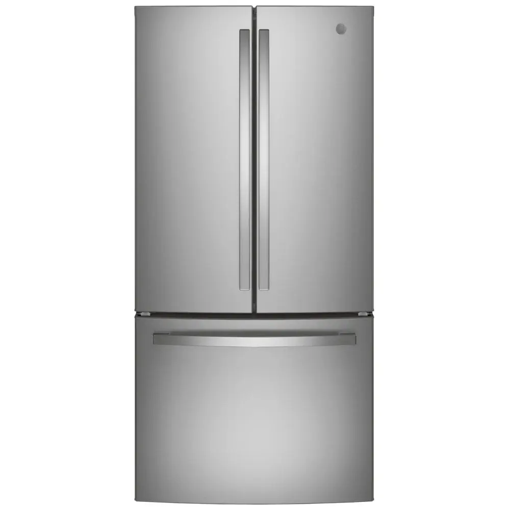 Réfrigérateur GE à portes françaises - 33 po inox, 18,6 pi³, eau filtrée intérieure et profondeur comptoir - GWE19JYLFS