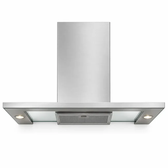 Hotte murale Zephyr Elica Atlantis à pavillon de verre - 42 po, inox, éclairage halogène et motorisation optionnelle - EATE42ASX