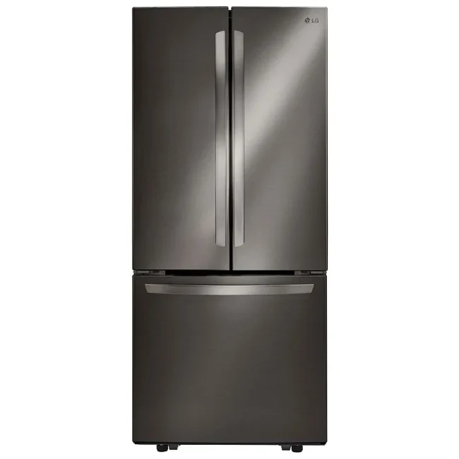 Réfrigérateur LG à portes françaises - 30 po, noir inox, 21,8 pi³ et congélateur inférieur - LRFNS2200D