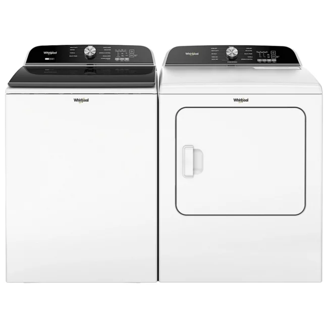 Ensemble laveuse et sécheuse Whirlpool – laveuse verticale 6,1 pi³ et sécheuse électrique 7 pi³  – WTW6157PW & YWED6150PW