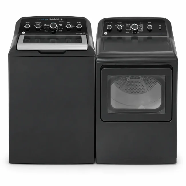 Ensemble laveuse sécheuse GE gris diamant - 4,9 pi³ & 7,2 pi³ avec Sensor Dry - GTW491BMRDG & GTD49EBMRDG