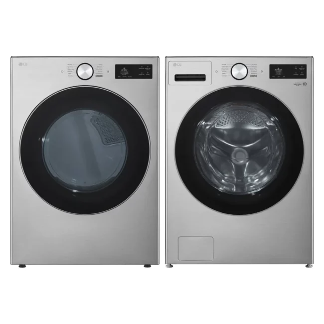 Ensemble laveuse frontale et sécheuse électrique LG – 5,8 pi³ et 7,4 pi³, Wi-Fi et empilable – WM5800HVA & DLEX5800V